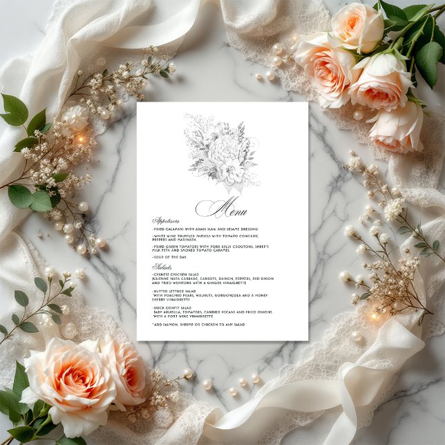 Vintage Wedding Menükarte (Elegant Vintage Wedding Menu)