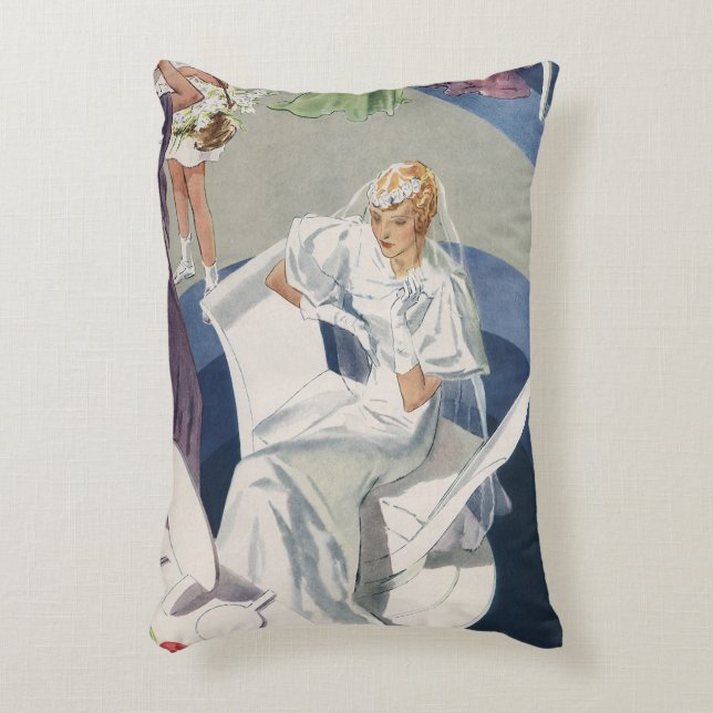 Vintage Wedding, Mid Century Modern Art Deco Dekokissen (Vorderseite(Vertikal))