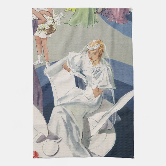 Vintage Wedding, Mid Century Modern Art Deco Geschirrtuch (Vertikal)