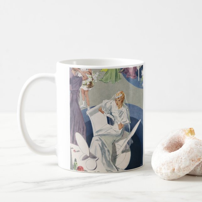Vintage Wedding, Mid Century Modern Art Deco Kaffeetasse (Mit Donut)