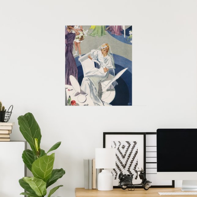 Vintage Wedding, Mid Century Modern Art Deco Poster (Heimbüro)