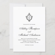 Vintage Wedding Monogram Wappen Schwarz-weißes Skr