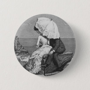 Vintage Wedding, Neuauflage am Strand Button
