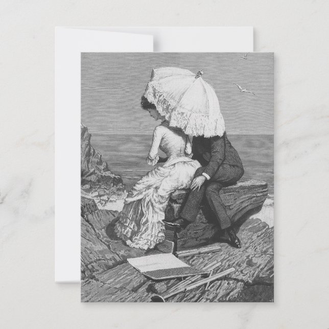 Vintage Wedding, Neuauflage am Strand Einladung (Vorderseite)