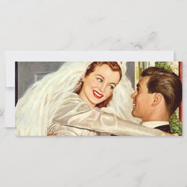 Vintage Wedding Newlyweds, Happy Bridge and Groom (Vorderseite)