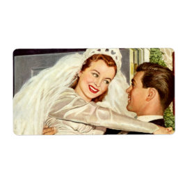 Vintage Wedding Newlyweds, Happy Bridge and Groom