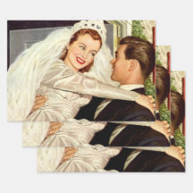 Vintage Wedding Newlyweds, Happy Bridge and Groom