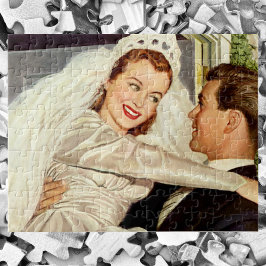 Vintage Wedding Newlyweds, Happy Bridge and Groom Puzzle