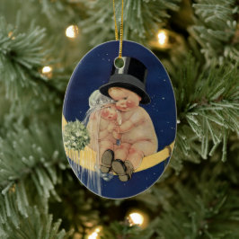 Vintage Wedding, Niedlich Bridge and Groom on a Mo Keramikornament