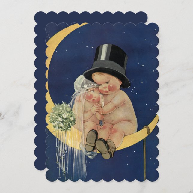 Vintage Wedding, Niedlich Retro Brautparty Party Einladung (Vorne/Hinten)