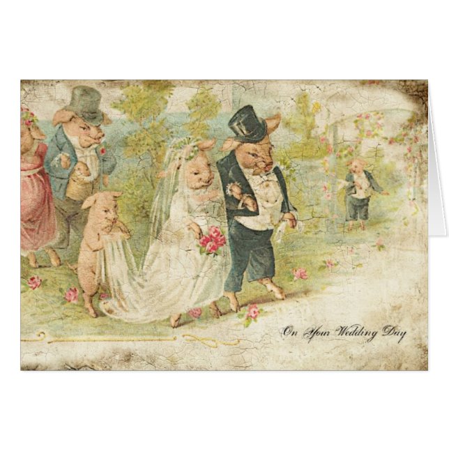 Vintage Wedding Pigs Digitale Kunst (Vorderseite (Horizontal))