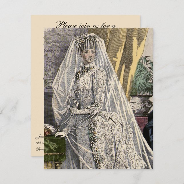 Vintage Wedding Portrait Brautparty Einladung (Vorne/Hinten)