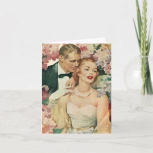 Vintage Wedding Portrait, Retro Bridge und Groom Dankeskarte