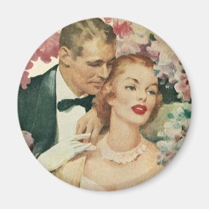 Vintage Wedding Portrait, Retro Bridge und Groom Magnet