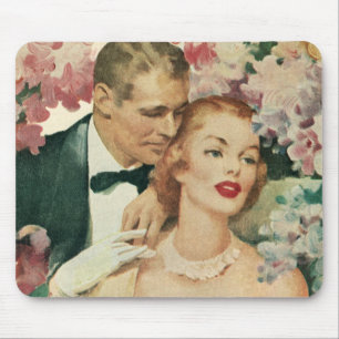 Vintage Wedding Portrait, Retro Bridge und Groom Mousepad
