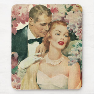 Vintage Wedding Portrait, Retro Bridge und Groom Mousepad