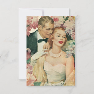 Vintage Wedding Portrait, Retro Bridge und Groom RSVP Karte