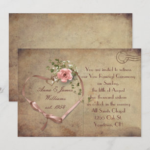 Vintage Wedding Postcard Einladung