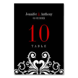Vintage Wedding Red Black Tischnummer Card