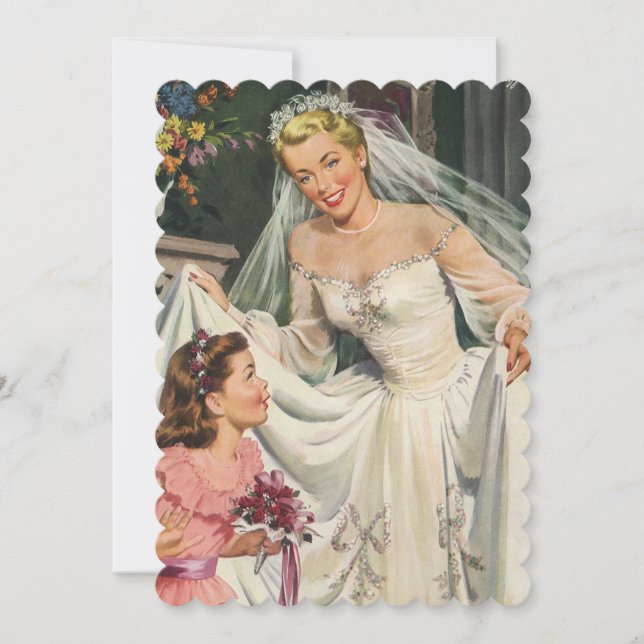Vintage Wedding, Retro Bride Brautparty Party Einladung (Vorderseite)