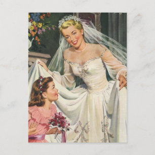 Vintage Wedding, Retro Bride Save the Date Ankündigungspostkarte