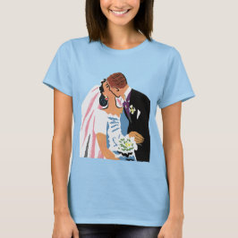 Vintage Wedding, Retro Bridge und Groom Kissing T-Shirt