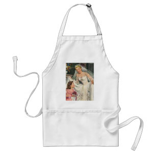 Vintage Wedding, Retro Bridge with Flower Girl Schürze