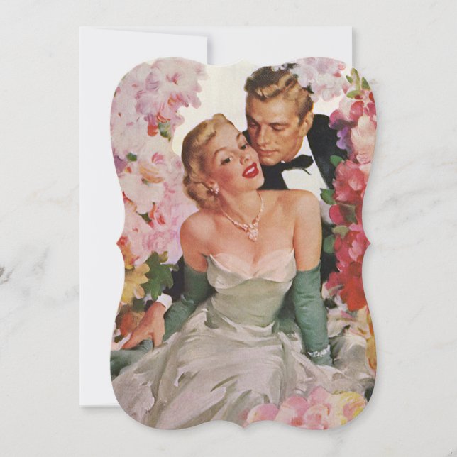 Vintage Wedding, Retro Newlyweds Brautparty Einladung (Vorderseite)