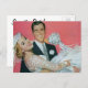 Vintage Wedding Save the Date! Happy Newlyweds Ankündigungspostkarte (Vorne/Hinten)