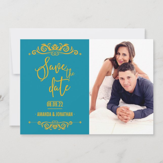 Vintage Wedding Save the Date personalisiertes Fot (Vorderseite)