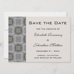 Vintage Wedding Save the Date, Retro Gray Squares Date