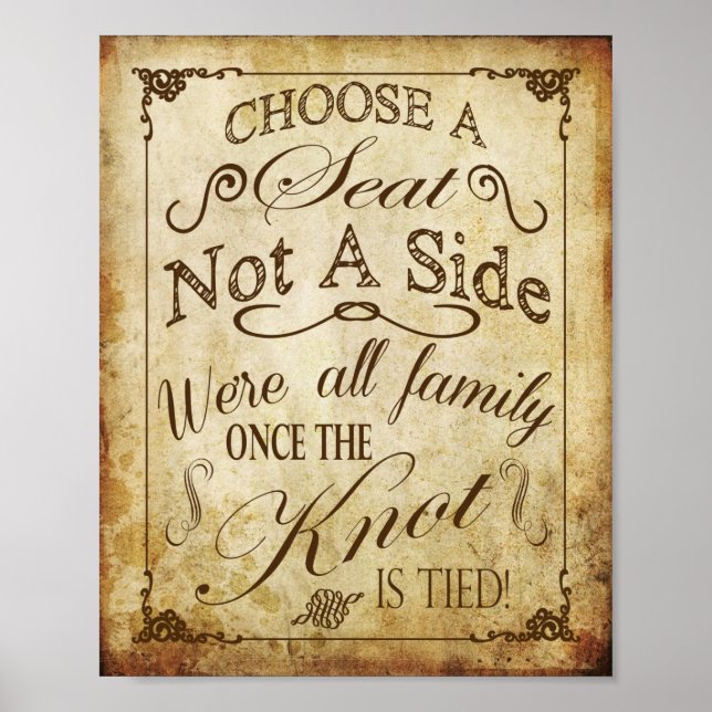 Vintage Wedding Sign Poster (Vorne)