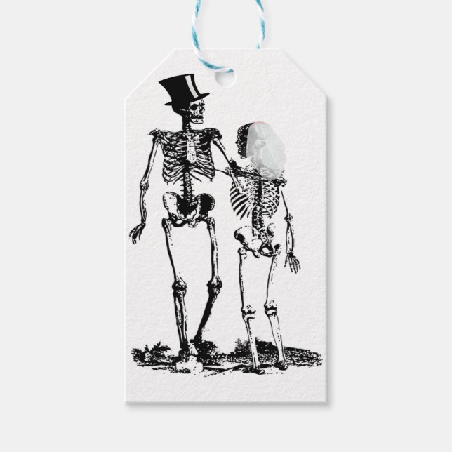 Vintage Wedding Skeleton Couple Geschenkanhänger (Vorderseite)