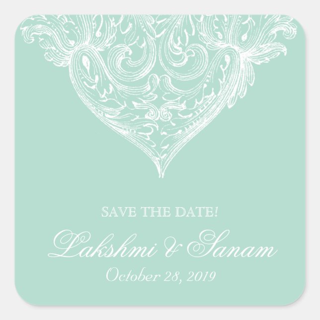 Vintage Wedding Stickers Spring Green (Vorderseite)