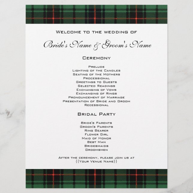 Vintage Wedding, Tartan Davidson Modernes Muster (Vorderseite)