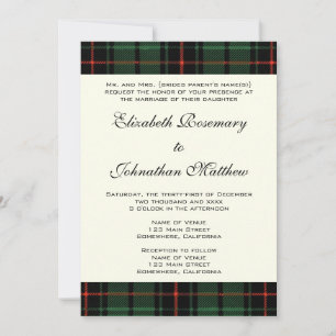 Vintage Wedding, Tartan Davidson Modernes Muster Einladung