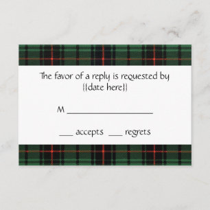 Vintage Wedding, Tartan Davidson Modernes Muster RSVP Karte