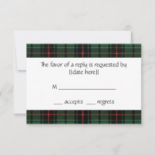 Vintage Wedding, Tartan Davidson Modernes Muster RSVP Karte