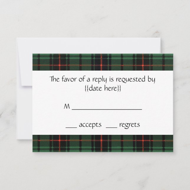 Vintage Wedding, Tartan Davidson Modernes Muster RSVP Karte (Vorderseite)