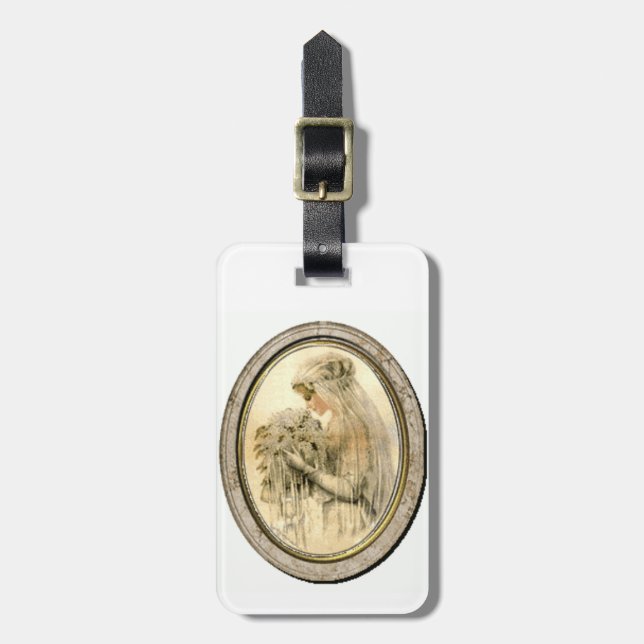 Vintage Wedding Theme Bridge Gepäcktag Gepäckanhänger (Vorderseite vertikal)