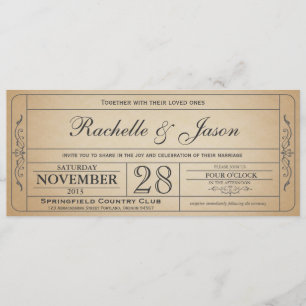 Vintage Wedding Ticket Einladung