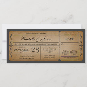 Vintage Wedding Ticket Einladung mit UAWG