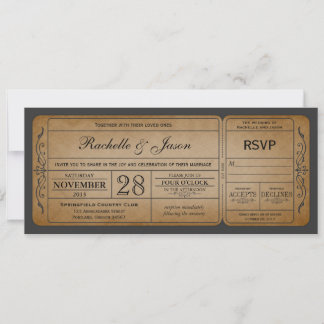Vintage Wedding Ticket Einladung mit UAWG