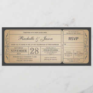Vintage Wedding Ticket Einladung mit UAWG