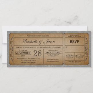 Vintage Wedding Ticket Einladung mit UAWG