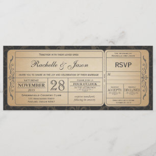 Vintage Wedding Ticket Einladung mit UAWG 3.0