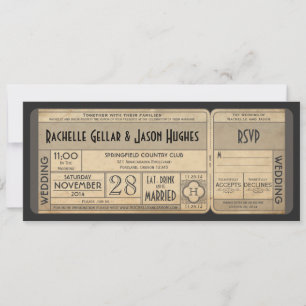 Vintage Wedding Ticket Einladung mit UAWG II