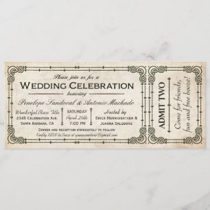 Vintage Wedding Ticket Einladungen I