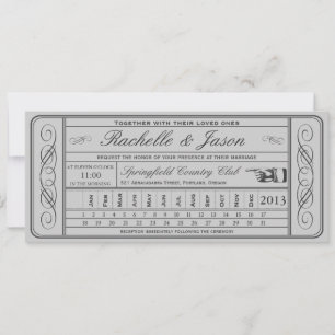 Vintage Wedding Ticket II Punchout Einladung