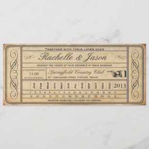 Vintage Wedding Ticket II Punchout Einladung